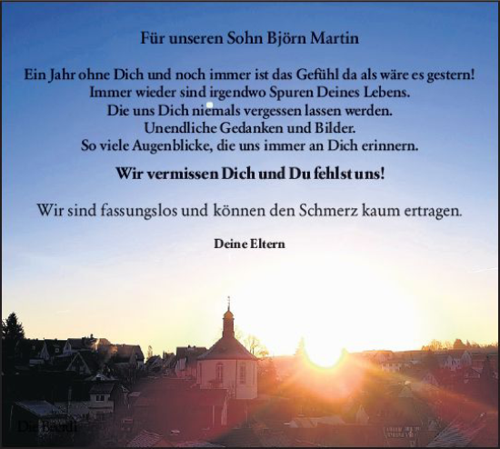 Traueranzeige von Björn Martin Allmenröder von Weilburger Tageblatt