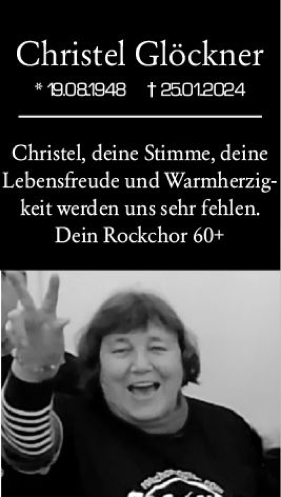 Traueranzeige von Christel Glöckner von Wiesbadener Kurier