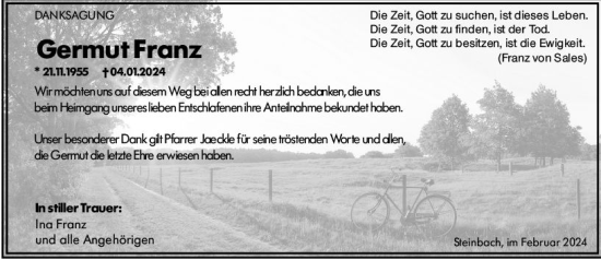 Traueranzeige von Germut Franz von Dill Block