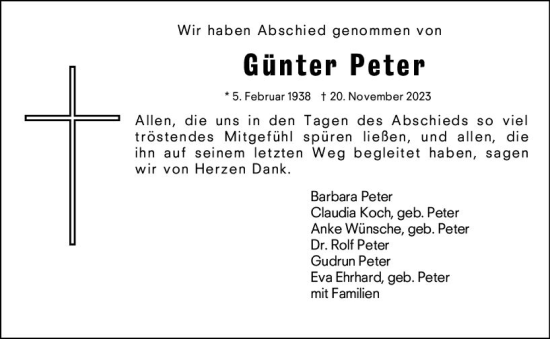 Traueranzeige von Günter Peter von Starkenburger Echo