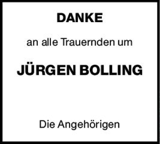 Traueranzeige von Jürgen Bolling von Hinterländer Anzeiger