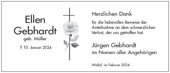 Traueranzeige von Jürgen Gebhardt von Wiesbadener Kurier