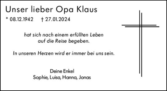 Traueranzeige von Klaus  von Rüsselsheimer Echo