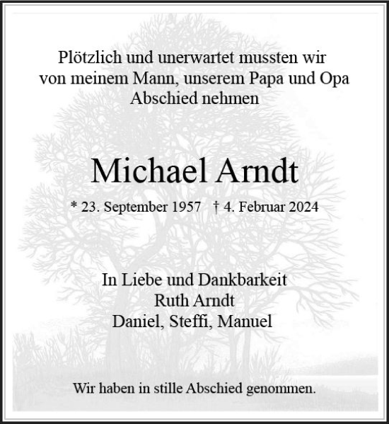 Traueranzeige von Michael Arndt von Wiesbadener Kurier