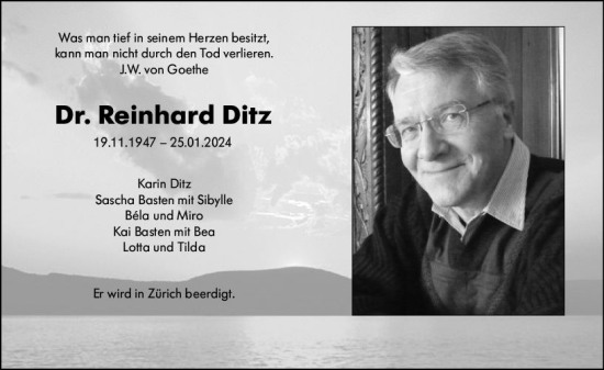 Traueranzeige von Reinhard Ditz von Darmstädter Echo