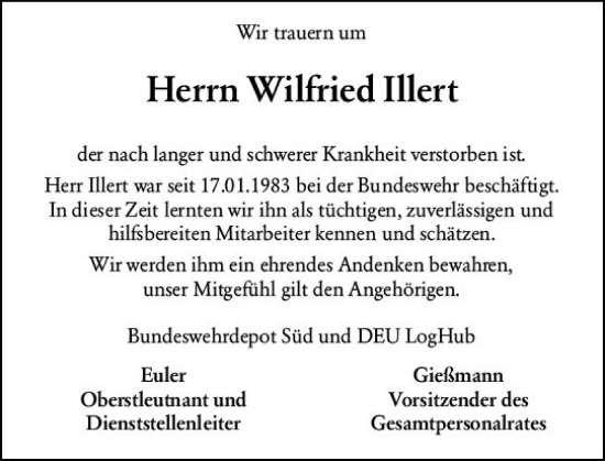 Traueranzeige von Wilfried Illert von Darmstädter Echo