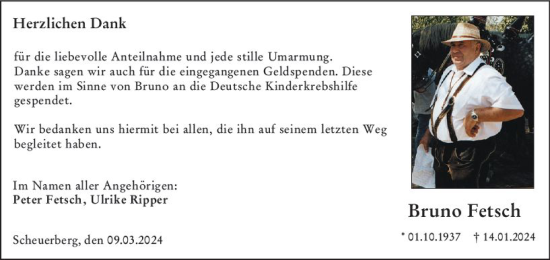 Traueranzeige von Bruno Fetsch von Starkenburger Echo