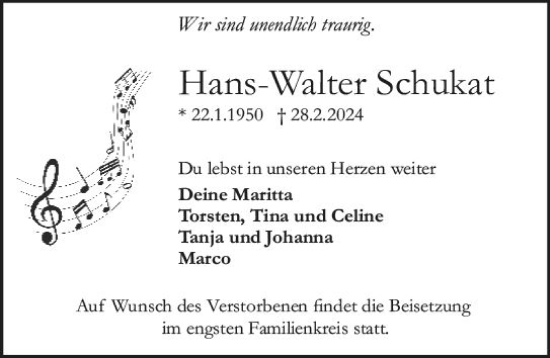 Traueranzeige von Hans-Walter Schukat von Darmstädter Echo