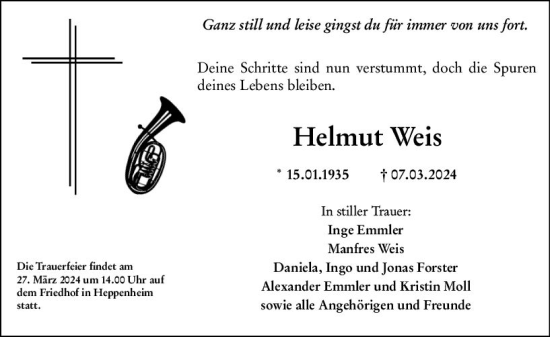 Traueranzeige von Helmut Weis von Starkenburger Echo