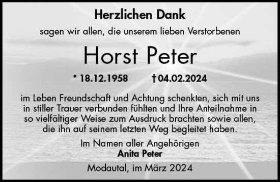 Traueranzeige von Horst Peter von Darmstädter Echo