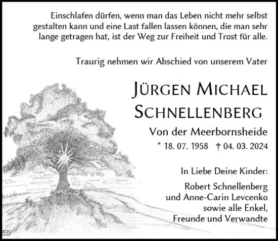 Traueranzeige von Jürgen Michael Schnellenberg von Dill Block