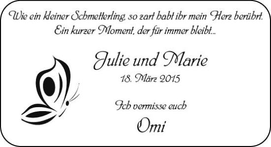 Traueranzeige von Julie und Marie  von Allgemeine Zeitung Mainz