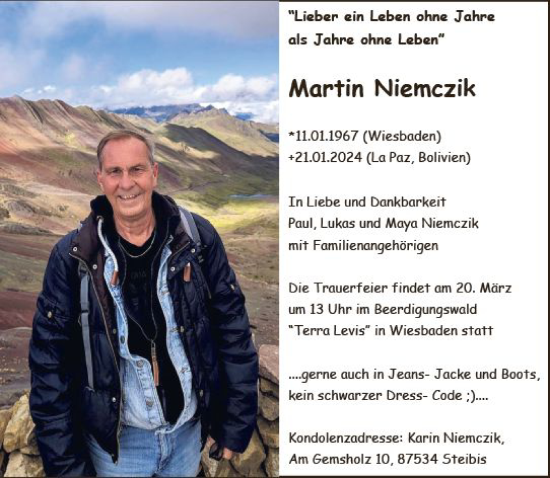 Traueranzeige von Martin Niemczik von Wiesbadener Kurier
