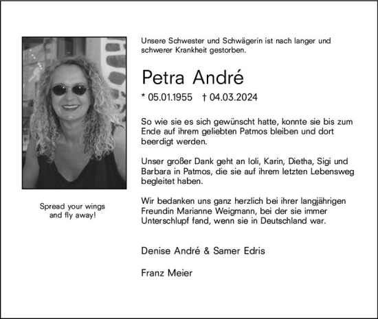 Traueranzeige von Petra Andre von Darmstädter Echo