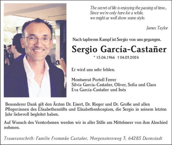 Traueranzeige von Sergio Garcia-Castaner von Darmstädter Echo