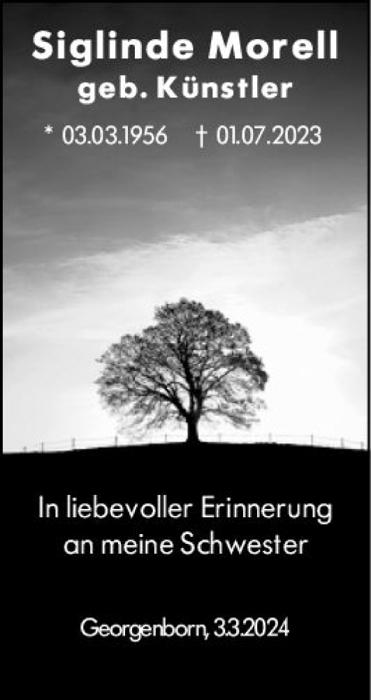 Traueranzeige von Siglinde Morell von Wiesbadener Kurier
