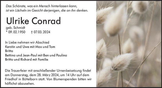 Traueranzeige von Ulrike Conrad von Groß-Gerauer Echo