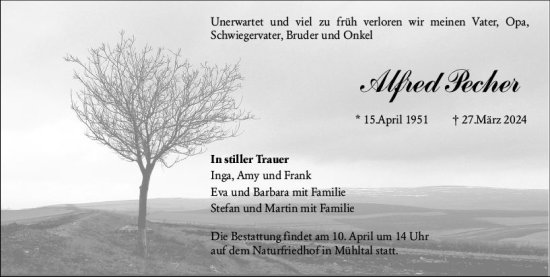 Traueranzeige von Alfred Becher von Groß-Gerauer Echo