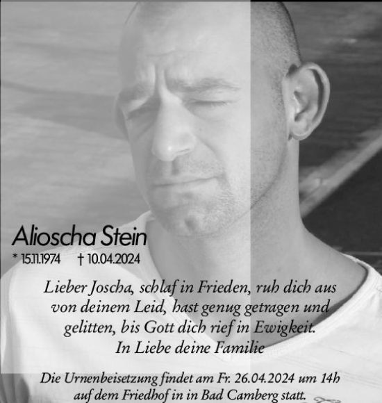 Traueranzeige von Alioscha Stein von Camberger Anzeiger