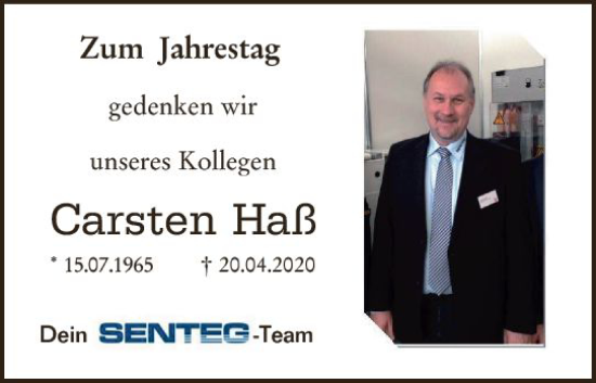 Traueranzeige von Carsten Haß von Wormser Zeitung
