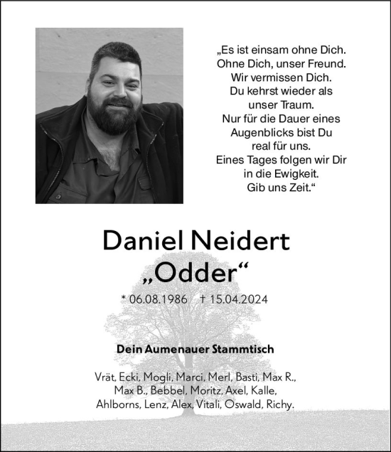 Traueranzeige von Daniel Neidert von Weilburger Tageblatt