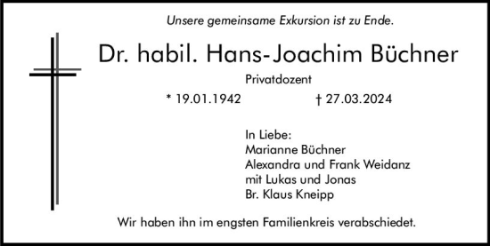 Traueranzeige von Hans-Joachim Büchner von Allgemeine Zeitung Bingen/Ingelheim