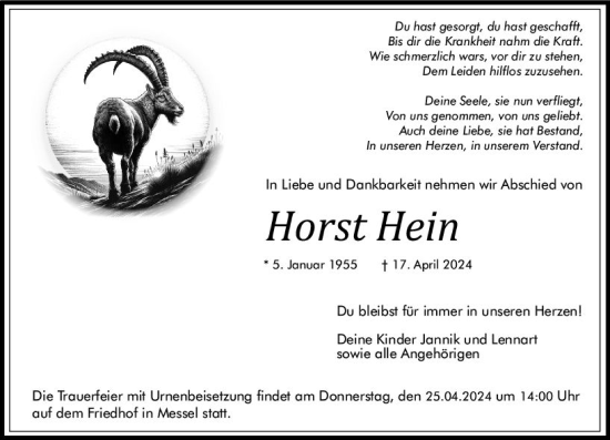 Traueranzeige von Horst Hein von Darmstädter Echo