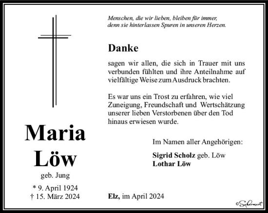 Traueranzeige von Maria Löw von Nassauische Neue Presse