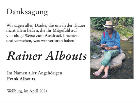 Traueranzeige von Rainer Albouts von Weilburger Tageblatt