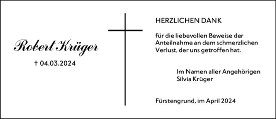 Traueranzeige von Robert Krüger von Odenwälder Echo