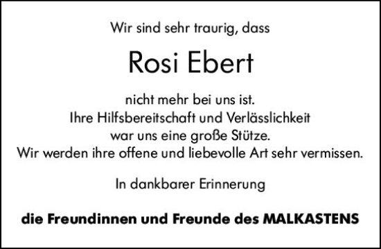 Traueranzeige von Rosi Ebert von Rüsselsheimer Echo