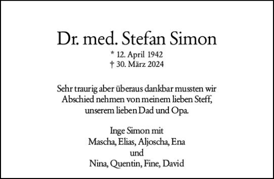 Traueranzeige von Stefan Simon von Allgemeine Zeitung Mainz