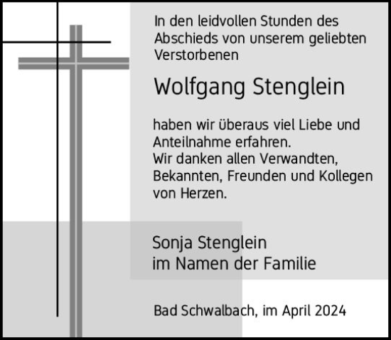 Traueranzeige von Wolfgang Stenglein von Wiesbadener Kurier