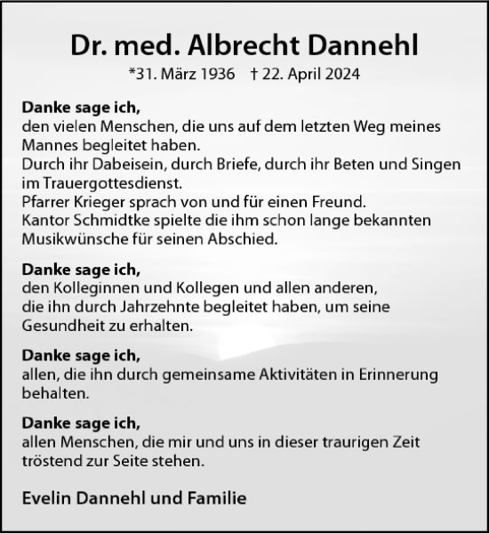 Traueranzeige von Albrecht Dannehl von Darmstädter Echo