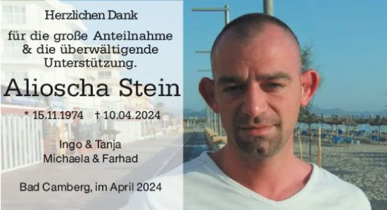 Traueranzeige von Alioscha Stein von Camberger Anzeiger