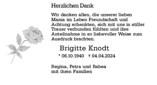 Traueranzeige von Brigitte Knodt von Groß-Gerauer Echo