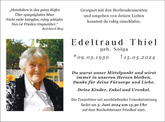 Traueranzeige von Edeltraud Thiel von Rüsselsheimer Echo