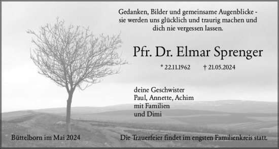 Traueranzeige von Elmar Sprenger von Groß-Gerauer Echo