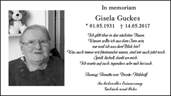 Traueranzeige von Gisela Guckes von Wiesbadener Kurier