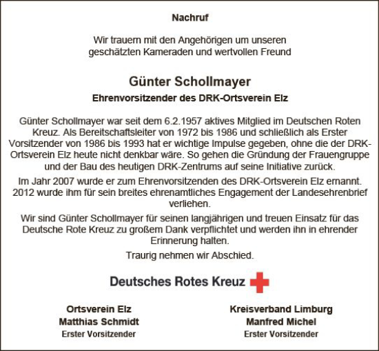 Traueranzeige von Günter Schollmayer von Nassauische Neue Presse