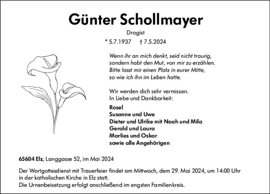 Traueranzeige von Günter Schollmayer von Nassauische Neue Presse