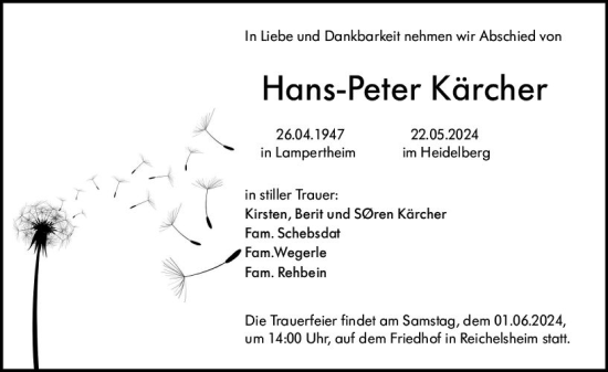 Traueranzeige von Hans-Peter Kärcher von Starkenburger Echo