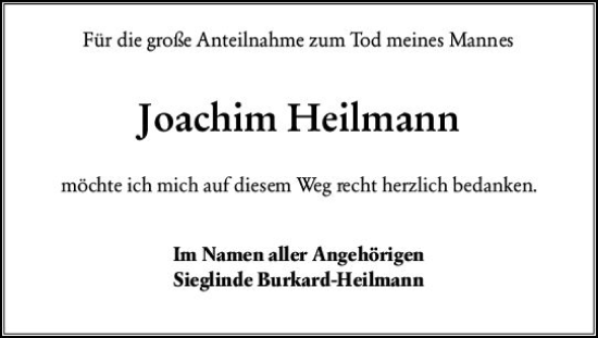Traueranzeige von Joachim Heilmann von Odenwälder Echo