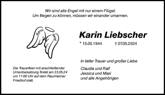Traueranzeige von Karin Liebscher von Rüsselsheimer Echo