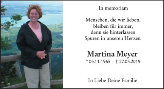 Traueranzeige von Martina Meyer von Wiesbadener Kurier