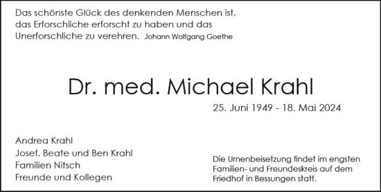 Traueranzeige von Michael Krahl von Darmstädter Echo