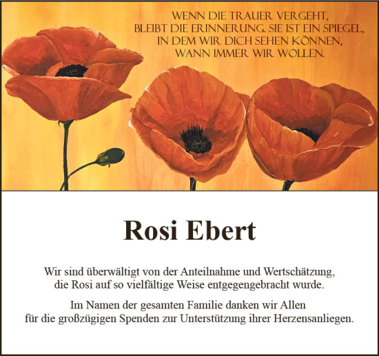 Traueranzeige von Rosi Ebert von Rüsselsheimer Echo