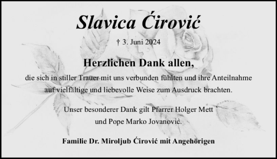 Traueranzeige von Blauics Cirovic von Starkenburger Echo