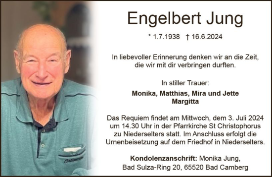 Traueranzeige von Engelbert Jung von Camberger Anzeiger