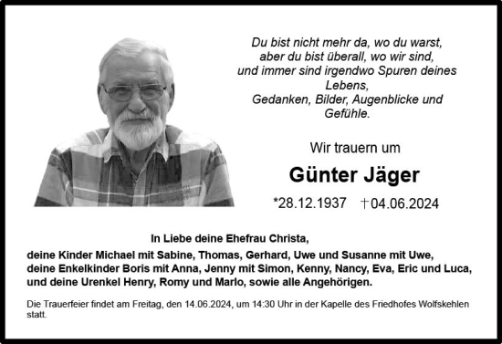 Traueranzeige von Günter Jäger von Groß-Gerauer Echo